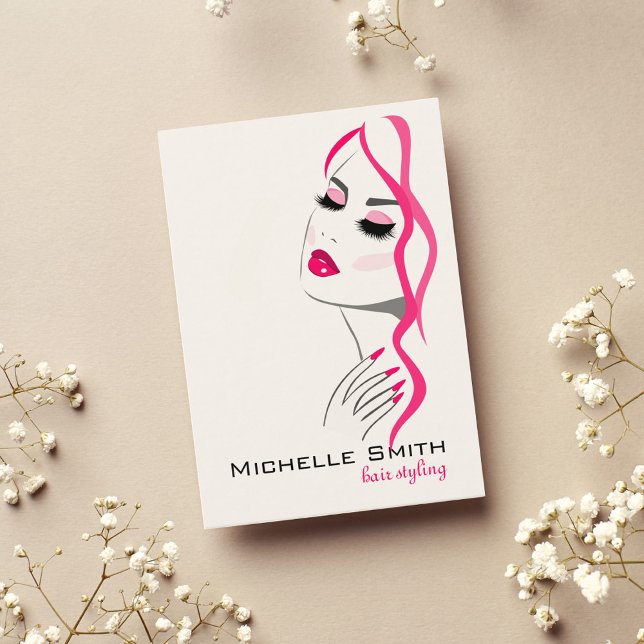 Lashes Manicure Hair Pink Girl Beauty Branding Business Card (Creator Uploaded)