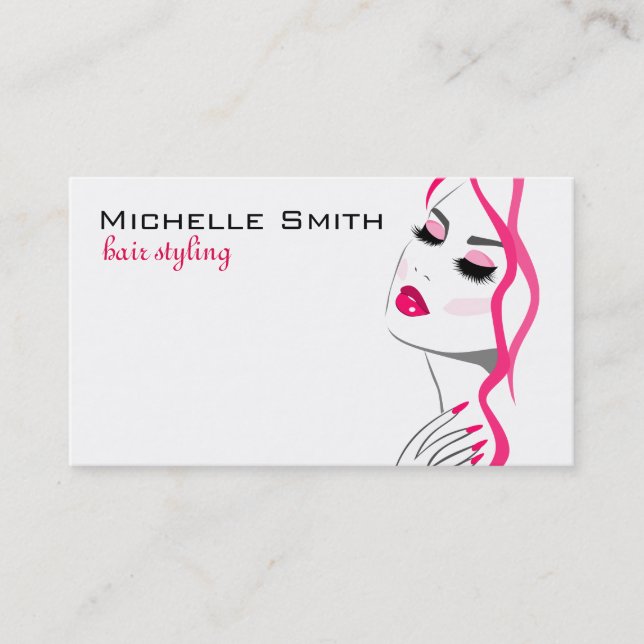 Lashes Manicure Hair Pink Girl Beauty Branding Business Card (Front)