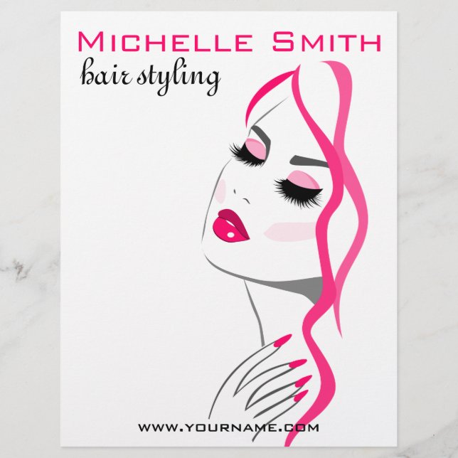 Lashes Manicure Hair Pink Girl Beauty Branding Flyer (Front)