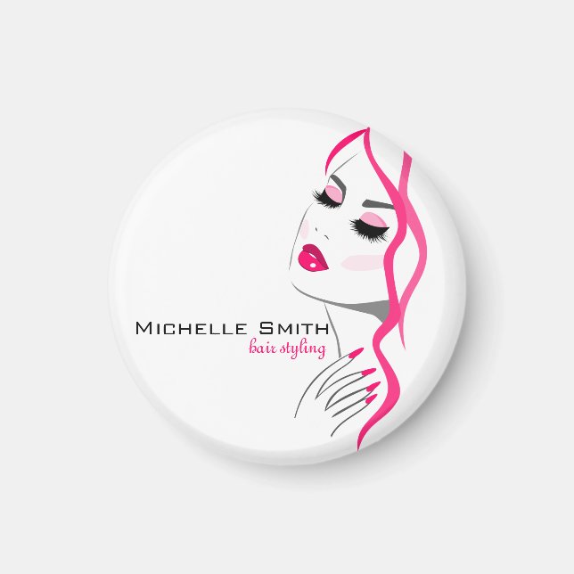 Lashes Manicure Hair Pink Girl Beauty Branding Magnet (Front)