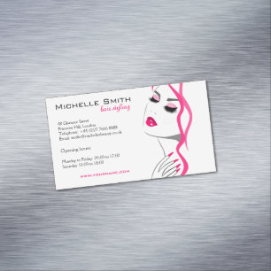 Lashes Manicure Hair Pink Girl Beauty Branding Magnetic Business Card