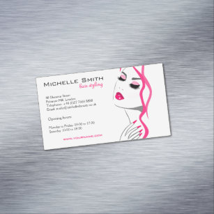 Lashes Manicure Hair Pink Girl Beauty Branding Magnetic Business Card