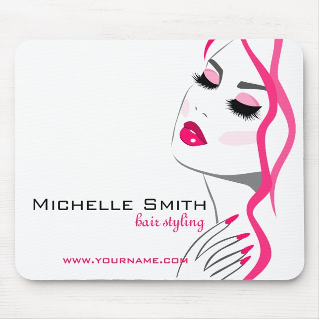 Lashes Manicure Hair Pink Girl Beauty Branding Mouse Mat (Front)