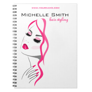 Lashes Manicure Hair Pink Girl Beauty Branding Notebook