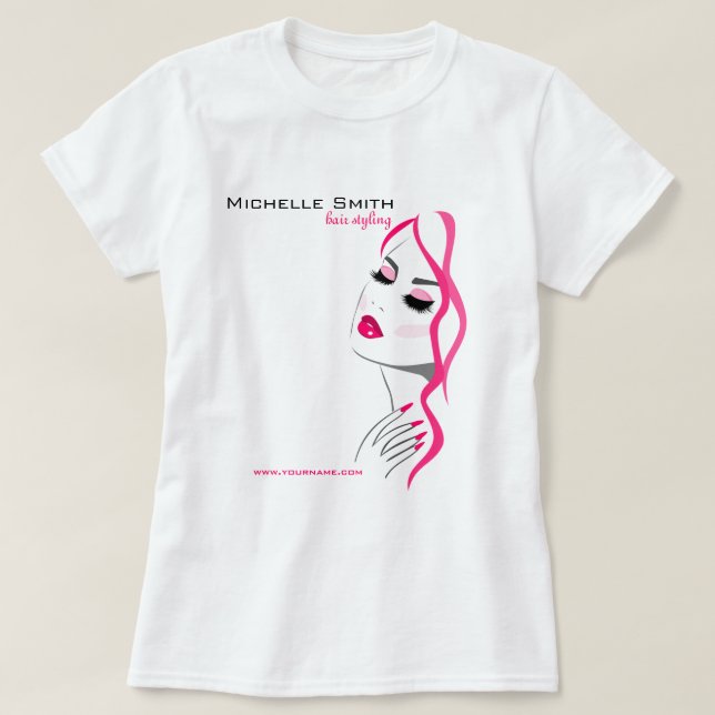 Lashes Manicure Hair Pink Girl Beauty Branding T-Shirt (Design Front)