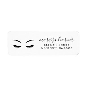 Lashes Minimalist Black and White Return Address
