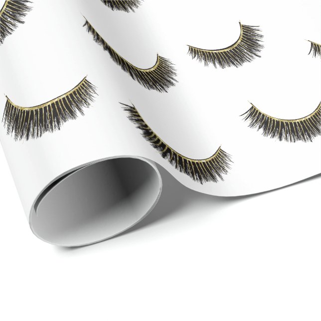 Lashes Modern Eyelash Extensions Makeup Artist Wrapping Paper (Roll Corner)