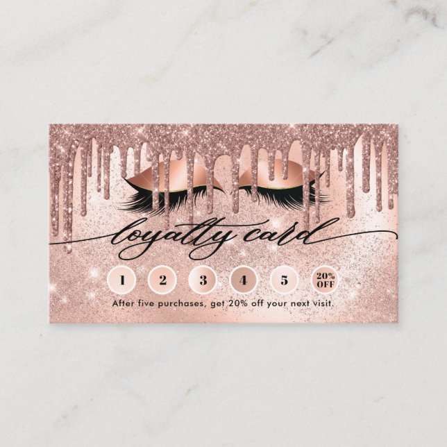 Lashes Modern Rose Gold  Loyalty Card (Front)
