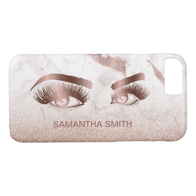 Lashes Modern Rose Gold Marble  Makeup Artist Case-Mate iPhone Case (Back (Horizontal))
