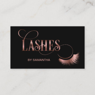 Lashes Modern Rose Gold Typography Makeup Artist Business Card