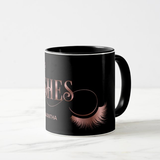 Lashes Modern Rose Gold Typography Makeup Artist Mug (Front Right)