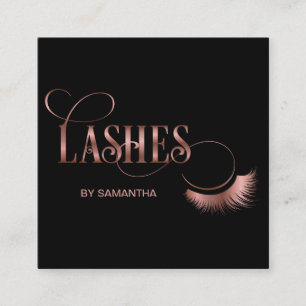 Lashes Modern Rose Gold Typography Makeup Artist Square Business Card