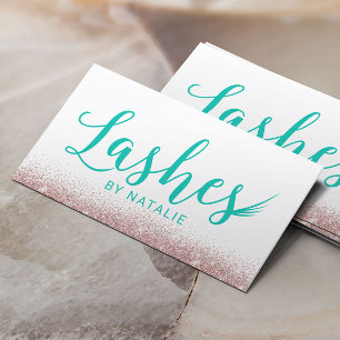 Lashes Modern Teal Typography Eyelash Extensions Business Card