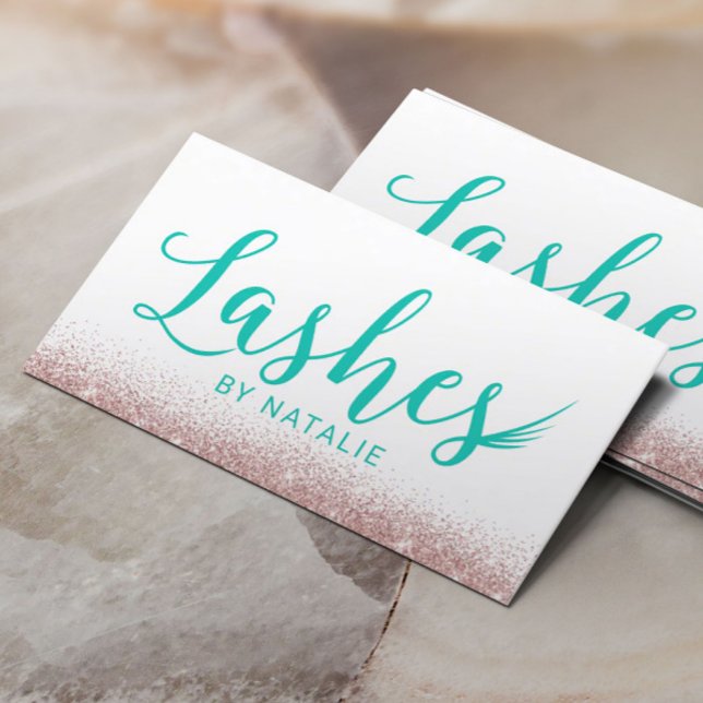 Lashes Modern Teal Typography Eyelash Extensions Business Card (Creator Uploaded)