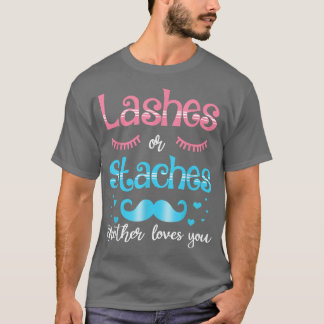 Lashes Or Staches Brother Loves You Gender Reveal  T-Shirt