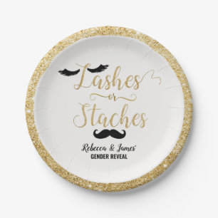 Lashes or Staches Gender Reveal Baby Shower Paper Plate