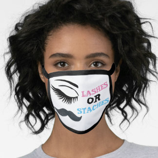 LASHES OR STACHES GENDER REVEAL MASK RE-USABLE