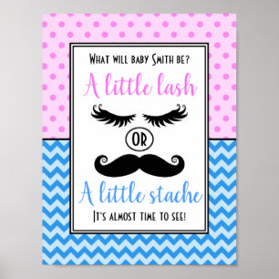 Lashes or Staches gender reveal poster