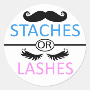 Lashes or Staches gender reveal stickers