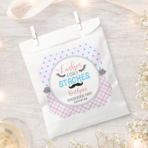 "Lashes Or Staches" Modern Gender Reveal Party Favour Bags