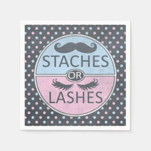 Lashes or Staches party napkins. Napkin