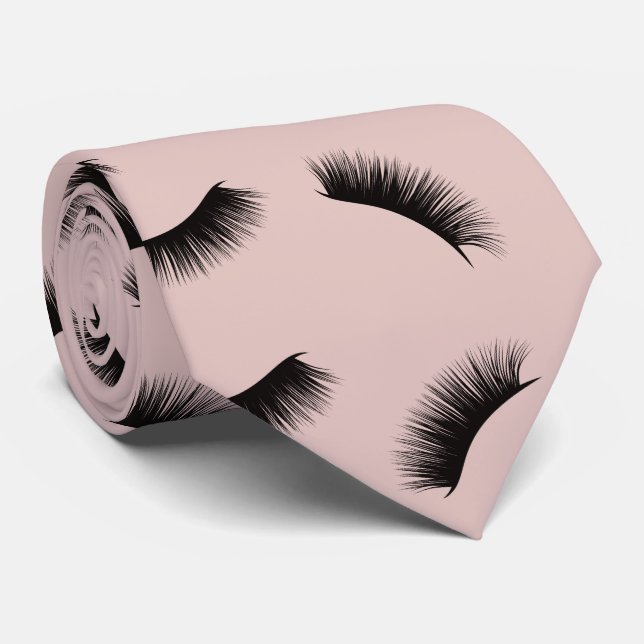 Lashes Pattern Blush Pink Eyelash Extensions Tie (Rolled)