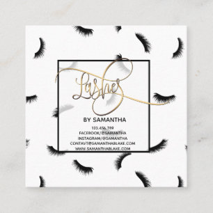 Lashes Pattern Lots of Lashes After Care Square Business Card