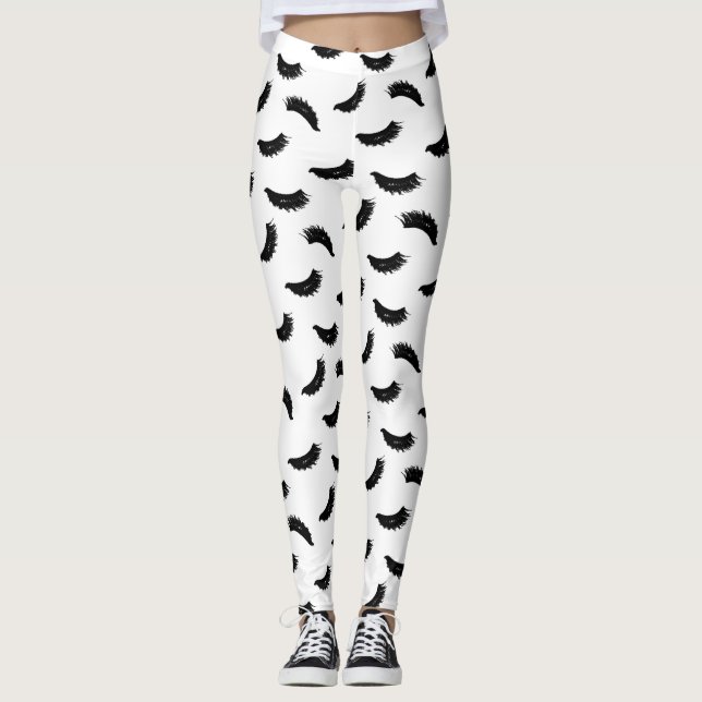 Lashes Pattern Modern Eyelash Extensions Leggings (Front)