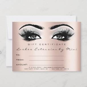 Lashes Pink Rose Grey Makeup Certificate Gift