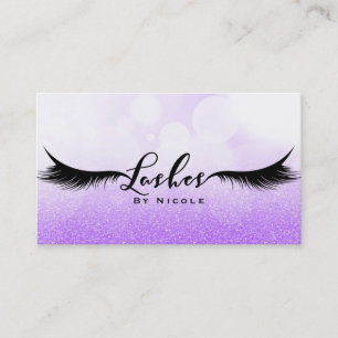 Lashes Purple Sparkle Glamour Eyelashes Makeup Business Card