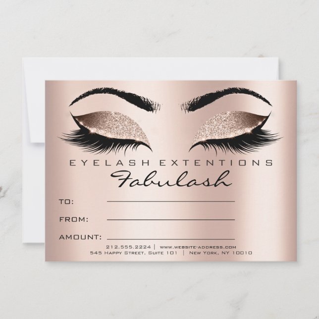 Lashes Rose Gold Pink Makeup Certificate Gift SPA (Front)