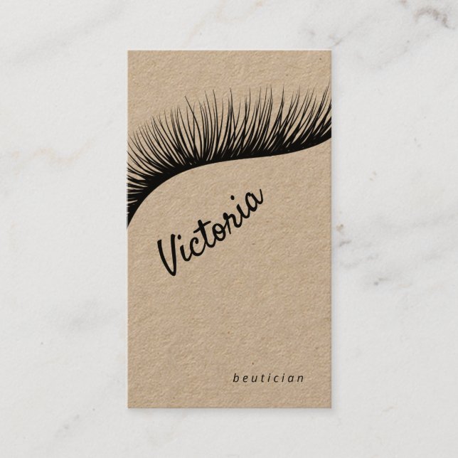 Lashes Rustic kraft makeup artist eyelash Business Card (Front)