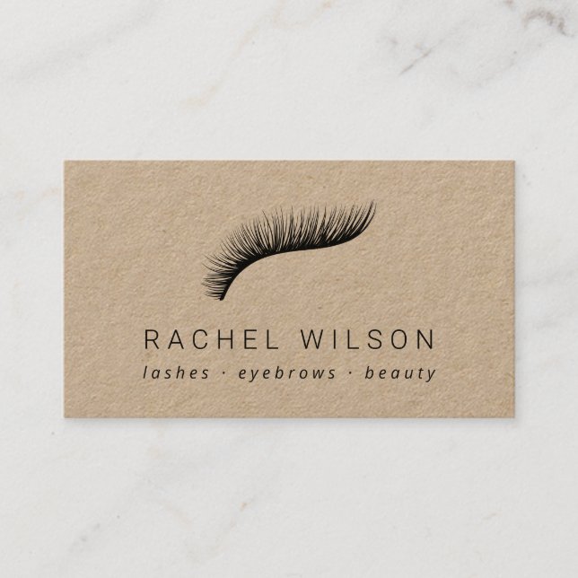 Lashes Rustic kraft makeup artist eyelash Business Card (Front)