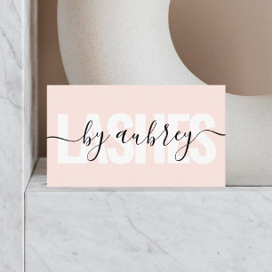 Lashes Salon Girly Script Bold Minimalist Pink Business Card