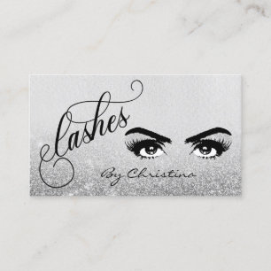 Lashes Script Silver Ombre glitter Eyelash Eyes Business Card