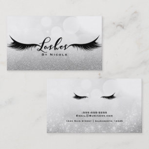 Lashes Silver Sparkle Glamour Eyelashes Makeup Business Card