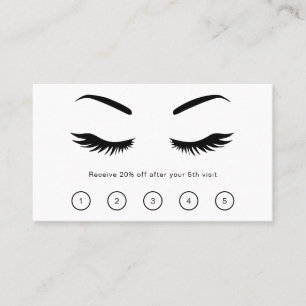 Lashes Simple Minimalist Black and White Elegant Loyalty Card