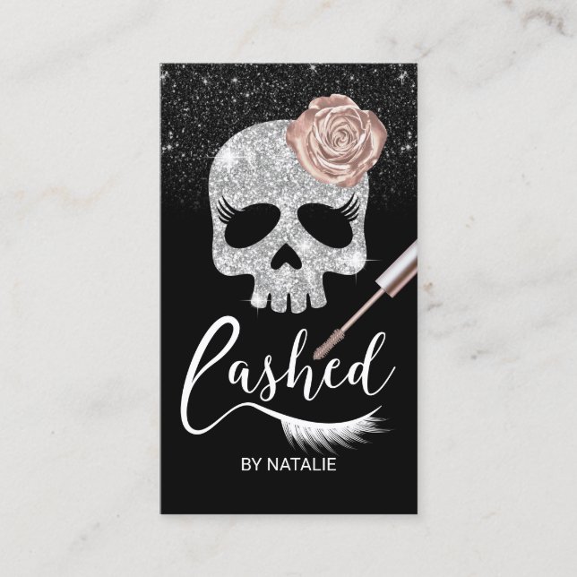 Lashes Skull Beauty Modern Eyelash Extensions Business Card (Front)