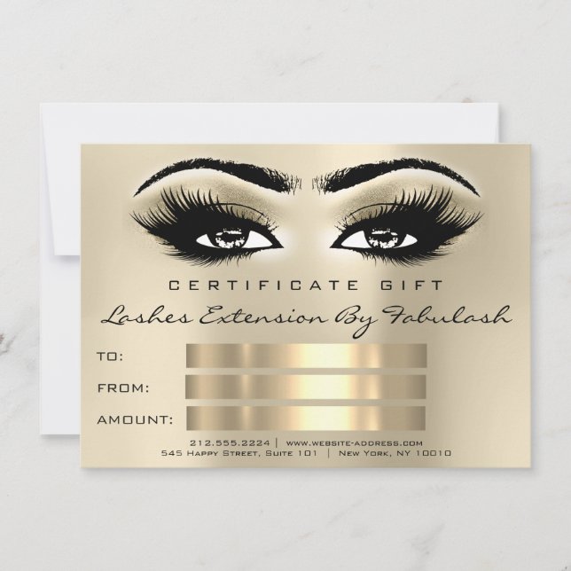 Lashes SPA Makeup Certificate Gift Eyes (Front)