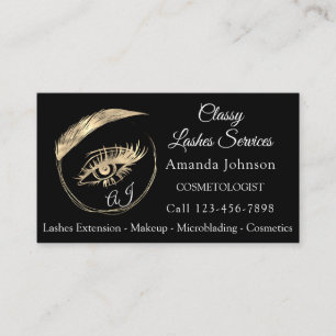 Lashes Studio Logo Custom Qr Code Black Gold Business Card