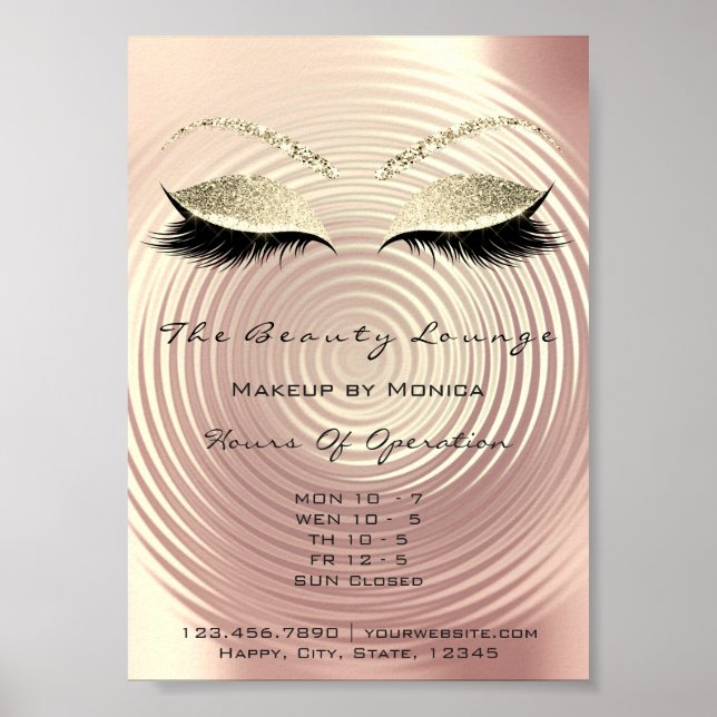 Lashes Studio Makeup Artist Glitter Beauty Salon Poster (Front)