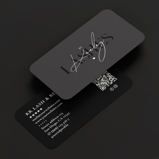 Lashes Tech Beauty Salon Elegant Signature Dark  Business Card (Lashes Tech Beauty Salon Elegant Signature Dark Business Card
)
