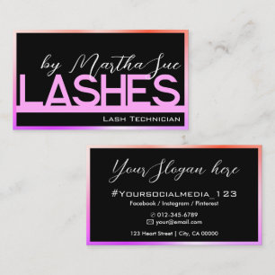 Lashes Template Black Purple Pink Ombre Beauty  Business Card