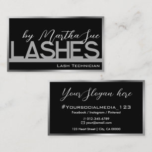 Lashes Template Black Silver Grey Ombre Beauty  Business Card