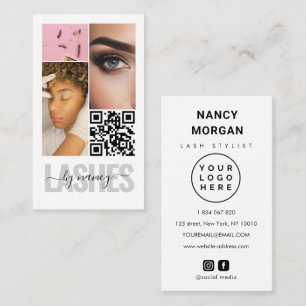 lashes Typography 3 Photo Collage Qr Code Logo Business Card