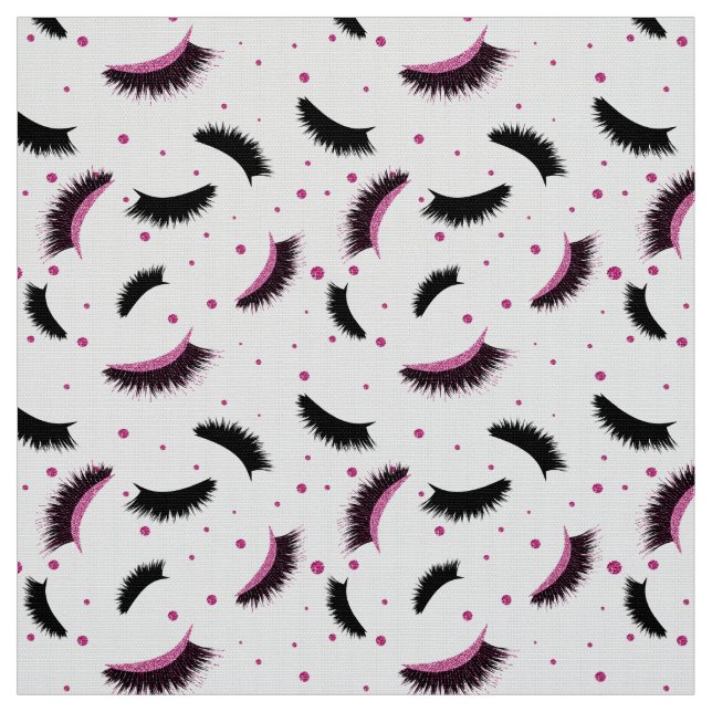 Lashes with pink glitter pattern fabric (Swatch)