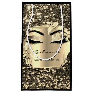 Lashionista Luxury Lashes Sepia Gold Floral Eyes Small Gift Bag