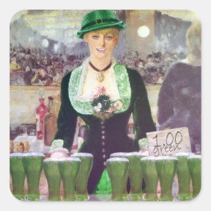 Lass Bartender St. Patrick's Day Square Sticker