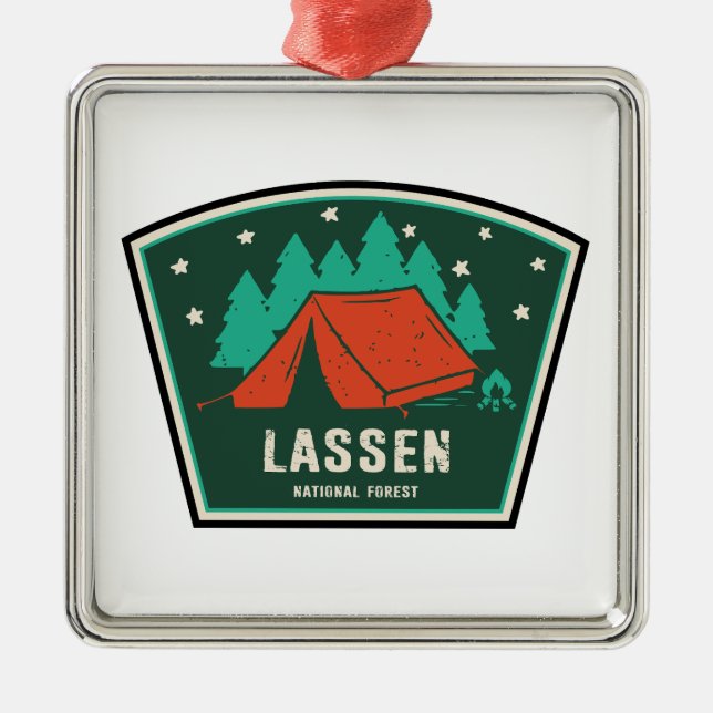 Lassen National Forest Camping Metal Tree Decoration (Front)
