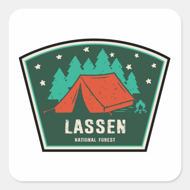 Lassen National Forest Camping Square Sticker (Front)